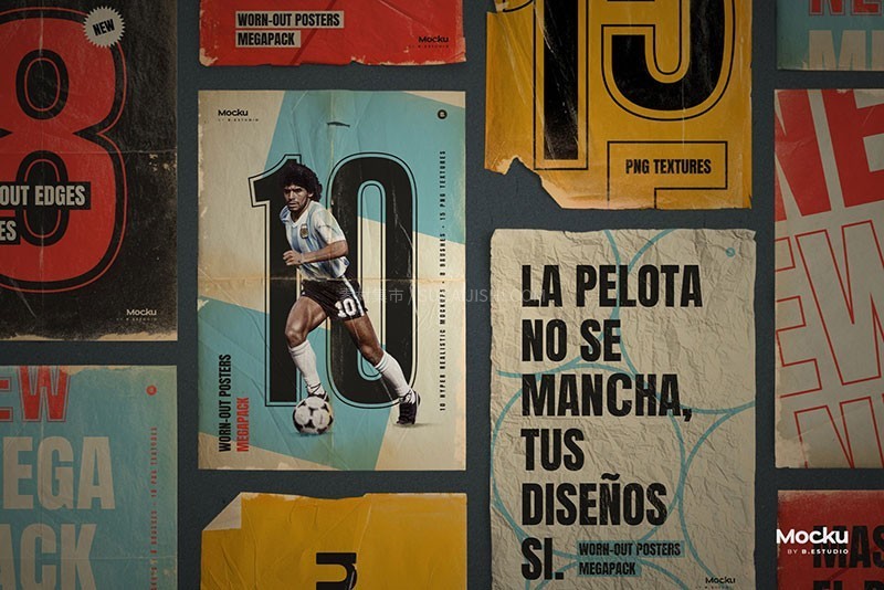 做旧复古海报样机模板PSD